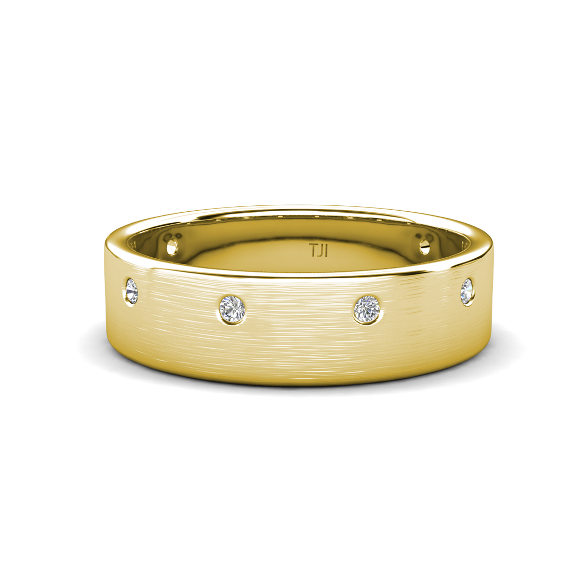 Orion Round Natural Diamond Brushed Satin Finish Men Wedding Band (8 mm) 